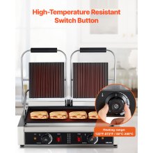 VEVOR Piastra Tostapane da 3600 W Doppia Piastra Elettrica per Panini in Acciaio Inox, Griglia per Panini da 48 x 23 cm con Controllo della Temperatura, per Hamburger, Bistecche e Pancetta