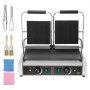 VEVOR commercial panini grill, electric sandwich maker with 3600 W, double stainless steel grill, with temperature control and flat enamelled plate 485 x 230 mm for hamburgers, steak, bacon