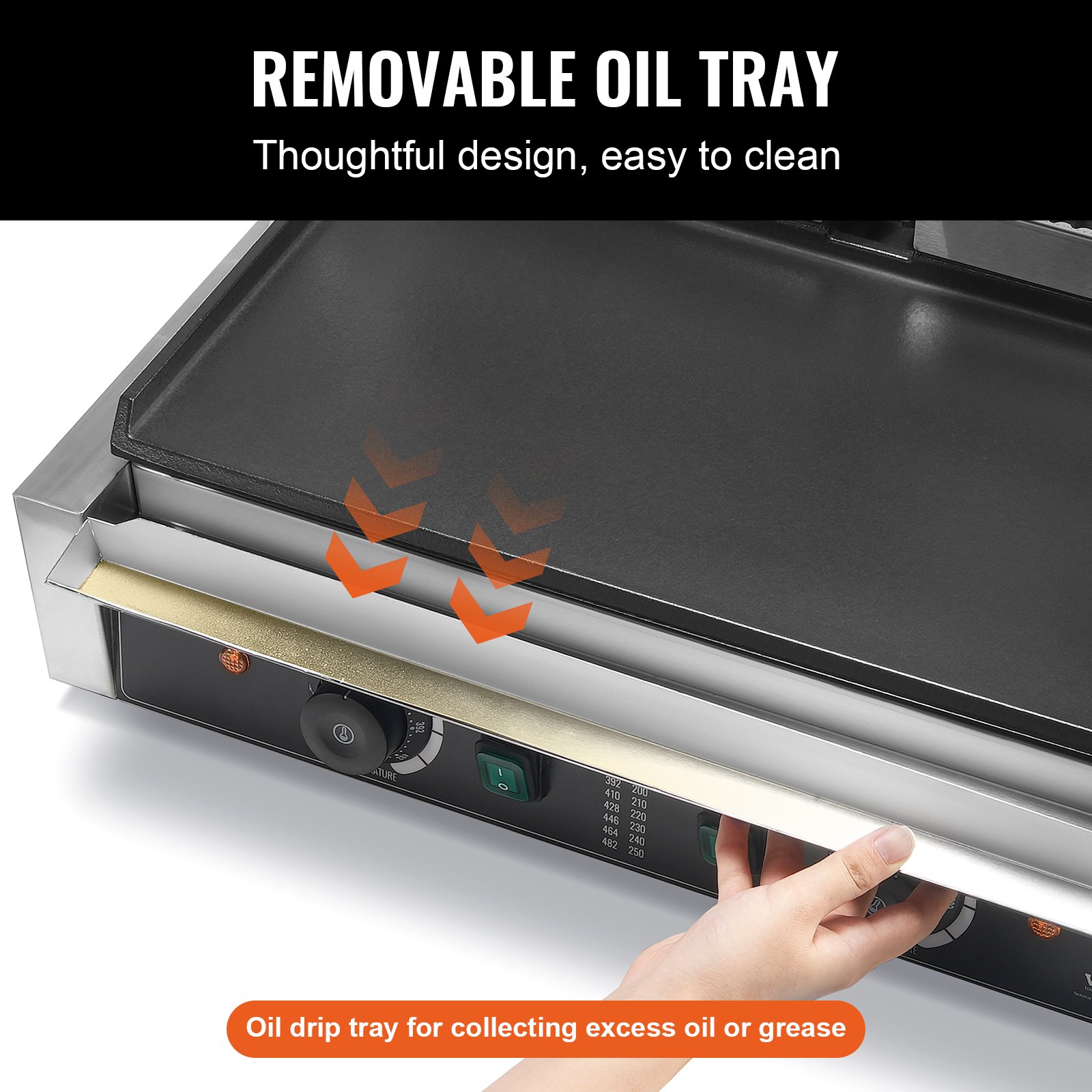VEVOR Commercial Panini Grill, 3600W Elettrico Sandwich Panini Maker, Doppia Griglia in Acciaio Inox, con Controllo Temperatura e Piastra Piatta Smaltata 485 x 230 mm per Hamburger Bistecca Pancetta