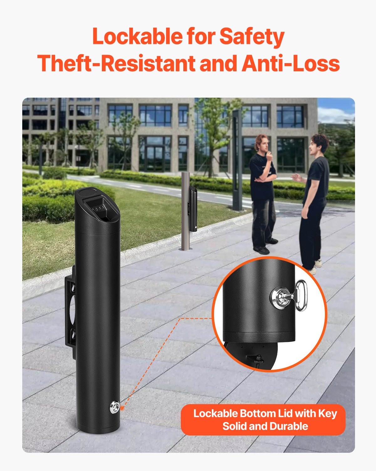 VEVOR Contenitore per Mozziconi di Sigaretta, Contenitore per Mozziconi di Sigaretta Cilindrico in Acciaio Inox da Parete, Smaltimento Mozziconi di Sigaretta, Resistente alle Intemperie Esterni Nero