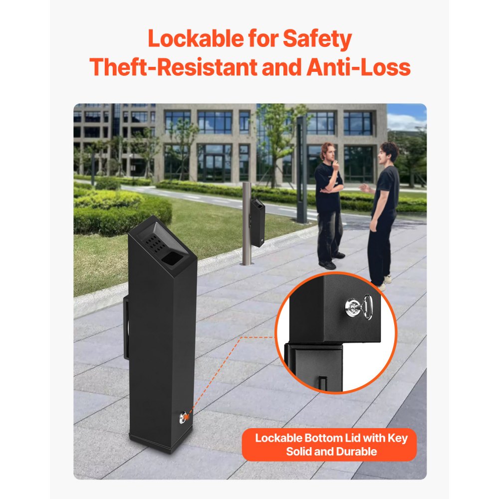 VEVOR Contenitore per Mozziconi di Sigaretta, Contenitore per Mozziconi di Sigaretta Cubico in Acciaio Inox a Parete, Smaltimento Mozziconi di Sigaretta, Resistente alle Intemperie Esterni Nero