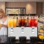 VEVOR Dispenser Bevande Fredde Commerciale 3 Serbatoi 3x18 L Acciaio Inox Distributore da Banco, Temperatura di Raffreddamento da 7℃ a 12℃, Succhi di Frutta, Tè Freddo, Ristorante, Hotel, Catering