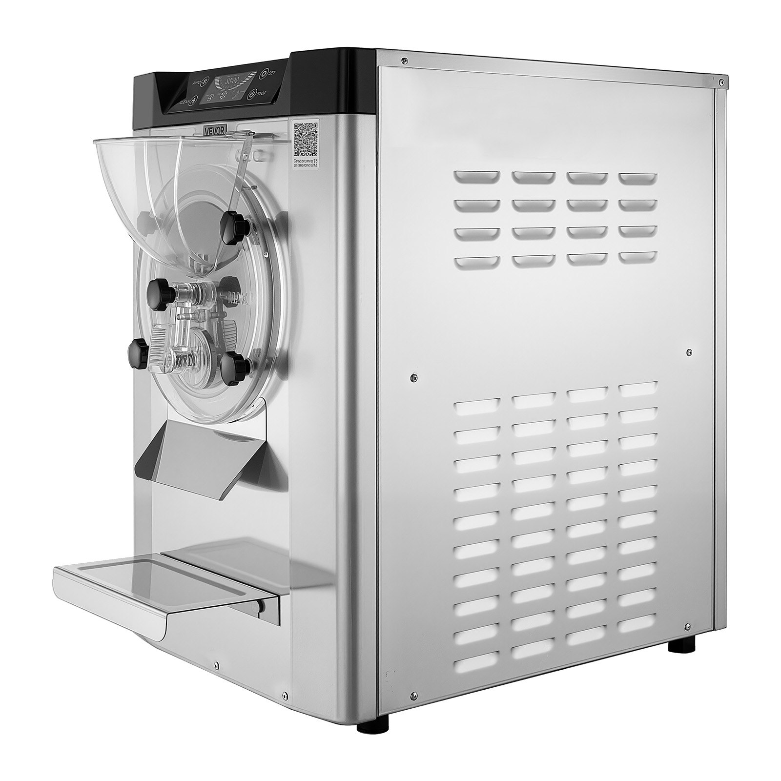 VEVOR Macchina per Ice Cream Duro Commerciale da Banco 2000 W 12-20 L/h, Gelatiera da Tavolo con Contenitore in Acciaio Inox da 6 L Pannello di Controllo LED Autopulente per Bar Cucina
