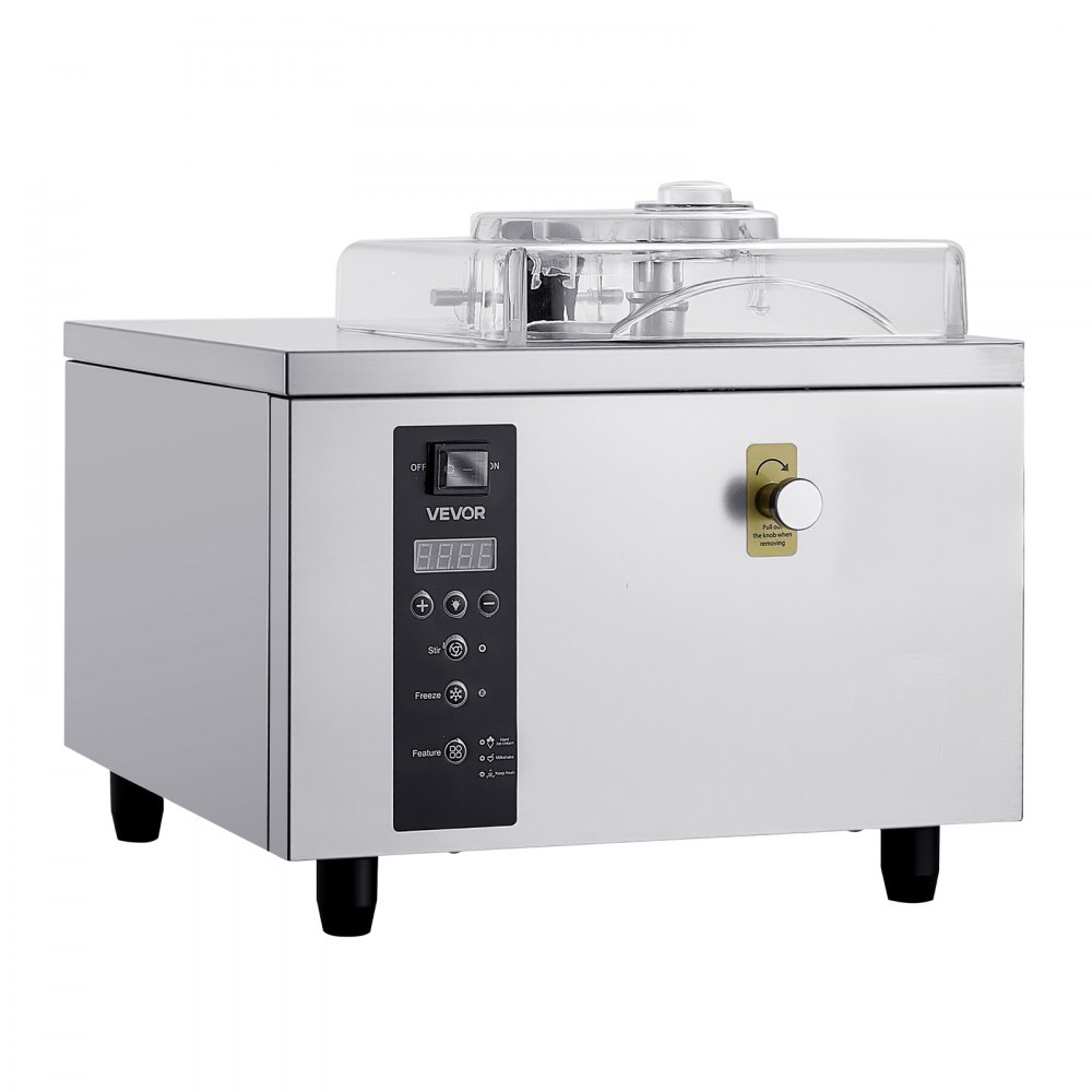 VEVOR Macchina per Ice Cream Duro Gelatiera da Banco 500 W Portata 5L/h per Preparazione di Gelato Duro Sorbetti, Macchina per Icecream Duro Cilindro in Acciaio Inox 304 da 2,8L Pannello LED
