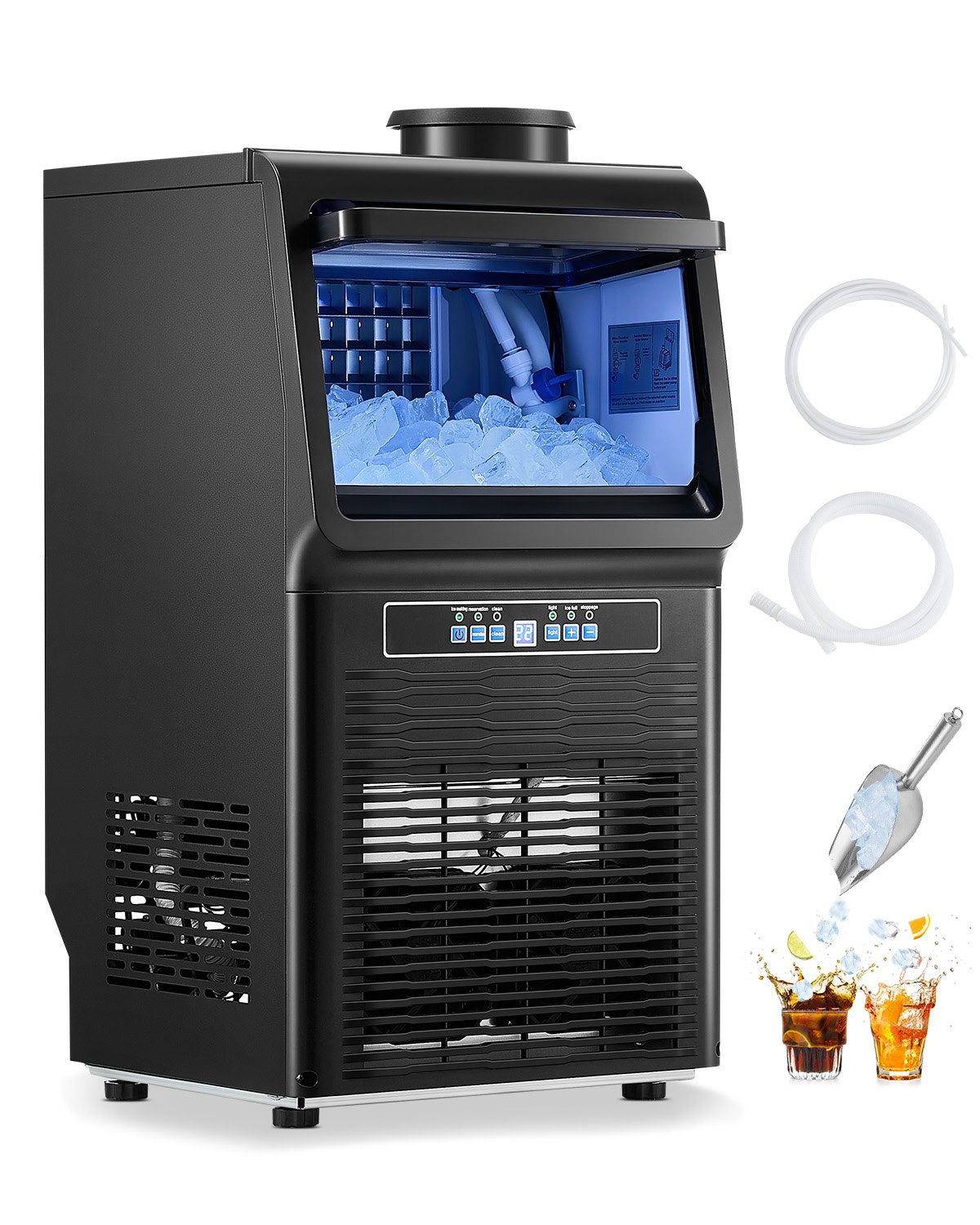 VEVOR Macchina per Ghiaccio Commerciale ca. 40 kg/giorno Macchina Cubetti di Ghiaccio Produttività ca. 36 pezzi, Display Digitale LED, Bar, Catering, Hotel, Ristorante, Cucina Commerciale