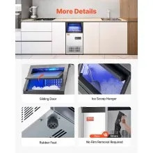 VEVOR Macchina per Ghiaccio Commerciale 54,43 kg/giorno Display Digitale LED