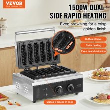 VEVOR Waffle Stick Maker Commerciale 6 Pezzi 1500W Hot Dog in Acciaio Inox