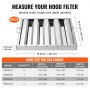 VEVOR Filtro per Cappa Commerciale, 493L x 493A x 45P mm, Filtro Deflettore per Cappa da Cucina in Acciaio Inox per Cappe di Scarico da Cucina con Classificazione Antigrasso, 4 Scanalature, 2 Pezzi