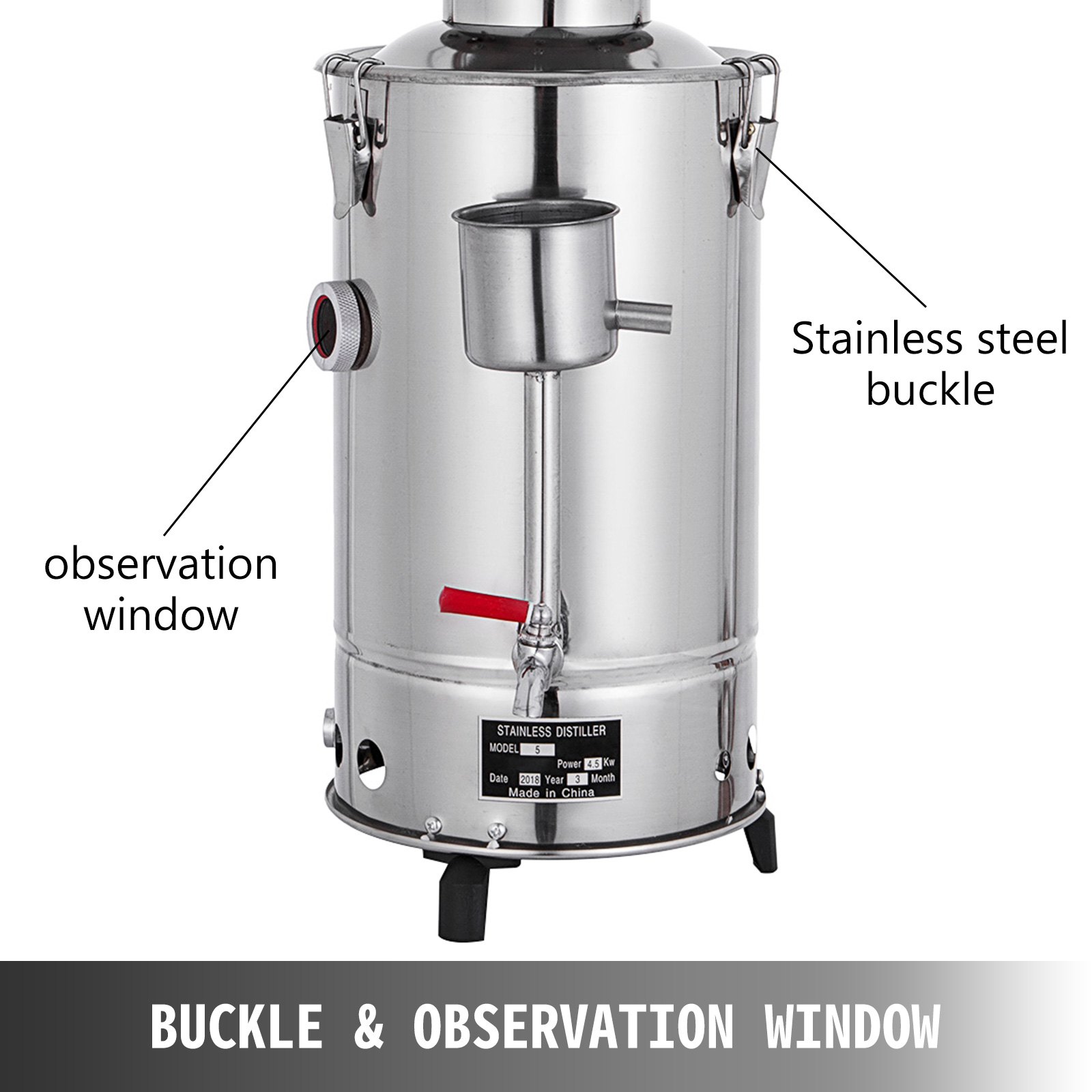 5l Casa Distillatore Acqua Per Oli Essenziali Alambicco Grappa Acciaio Inox