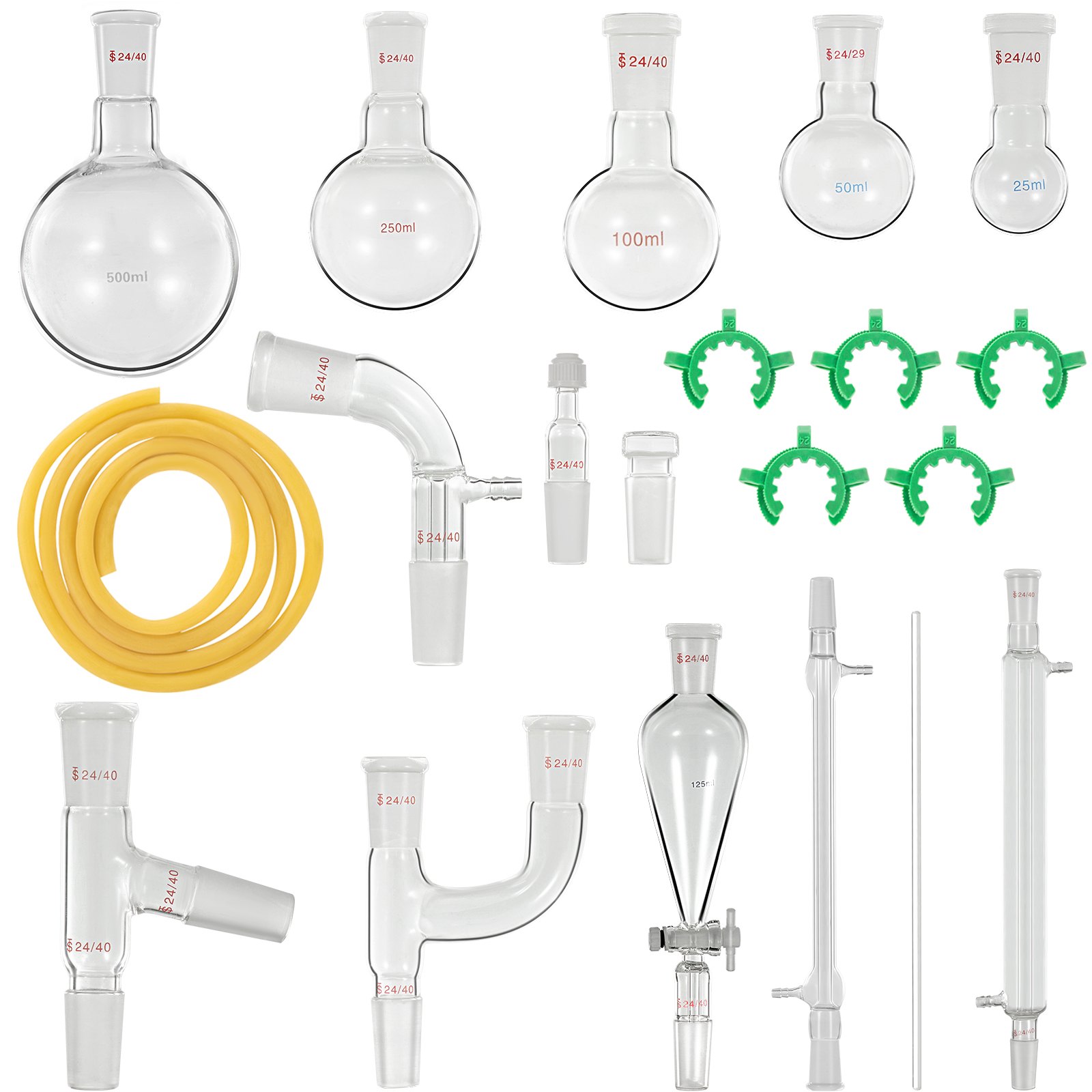 Vevor Kit Di Distillazione 19 Pezzi Giunti 24/40 Kit Di Vetreria Da Laboratorio