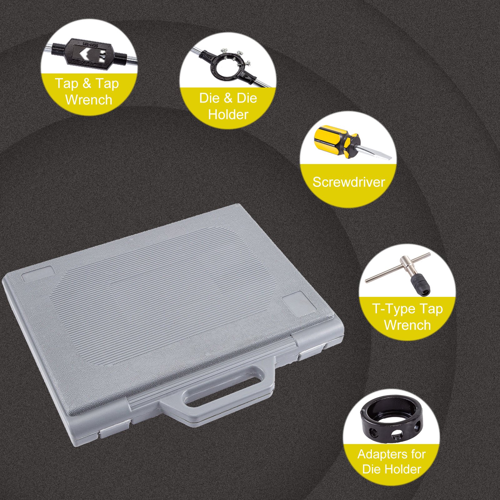 Vevor Set Maschi E Filiere Per Filettatura Da 45 Pz Filiera A Mano Professionale