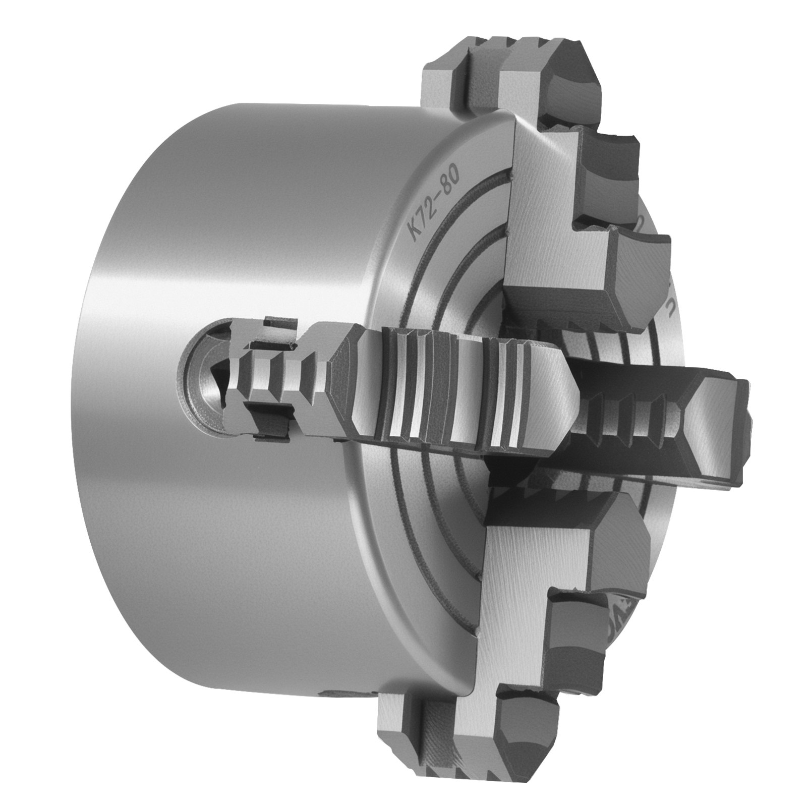 VEVOR 4-jaw lathe chuck, 80 mm, collet chuck, 5-80 mm clamping range with T-key mounting screws, reversible jaws, HT300 material, for wood/metal lathe