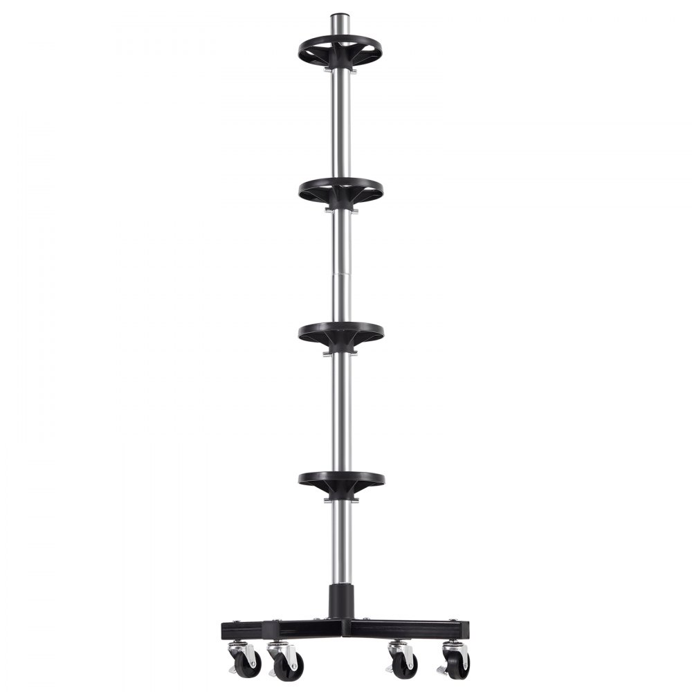 VEVOR Supporto per Pneumatici, Portata Max. 100 kg Albero Asta Porta Pneumatici in Acciaio per 4 Pneumatici con Cerchioni, Porta Gomme Salvaspazio per Pneumatici con Larghezza Fino a 255 mm per Garage