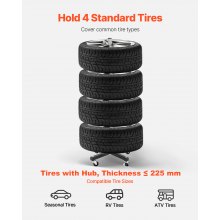 VEVOR Supporto per Pneumatici, Portata Max. 100 kg Albero Asta Porta Pneumatici in Acciaio per 4 Pneumatici con Cerchioni, Porta Gomme Salvaspazio per Pneumatici con Larghezza Fino a 255 mm per Garage