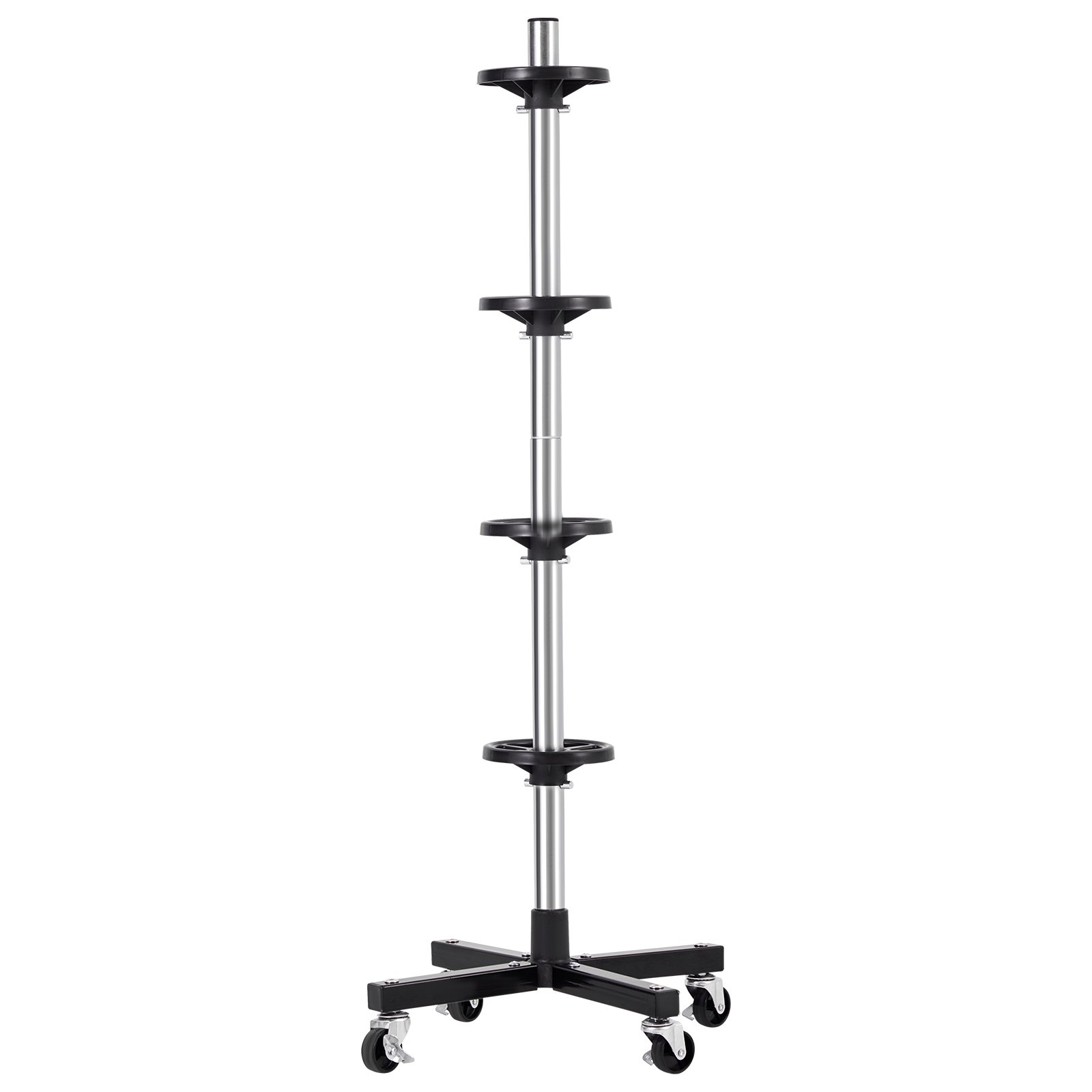 VEVOR Supporto per Pneumatici, Portata Max. 100 kg Albero Asta Porta Pneumatici in Acciaio per 4 Pneumatici con Cerchioni, Porta Gomme Salvaspazio per Pneumatici con Larghezza Fino a 255 mm per Garage