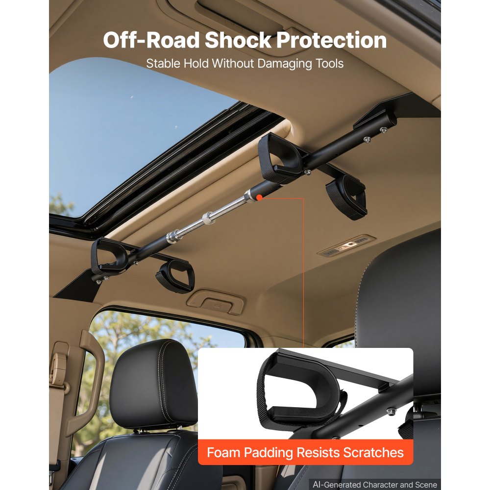 VEVOR Telaio Supporto Portautensili da Tetto UTV SUV Pickup Acciaio Legato Regolazione della Spaziatura da 1219 mm a 1372 mm, Compatibile con Roll-bar a Tubo Tondo Profilati, con Montante Centrale