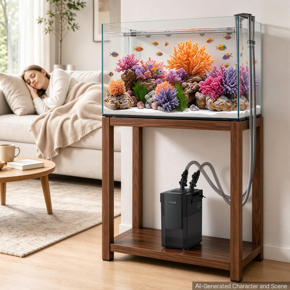 VEVOR Filtro Esterno per Acquario 1200 L/h Sistema di Filtrazione a 3 Stadi, Sistema di Filtrazione per Acquario con Motore in Rame Flusso Regolabile Anti-Perdita e Funzionamento Silenzioso per Vasche