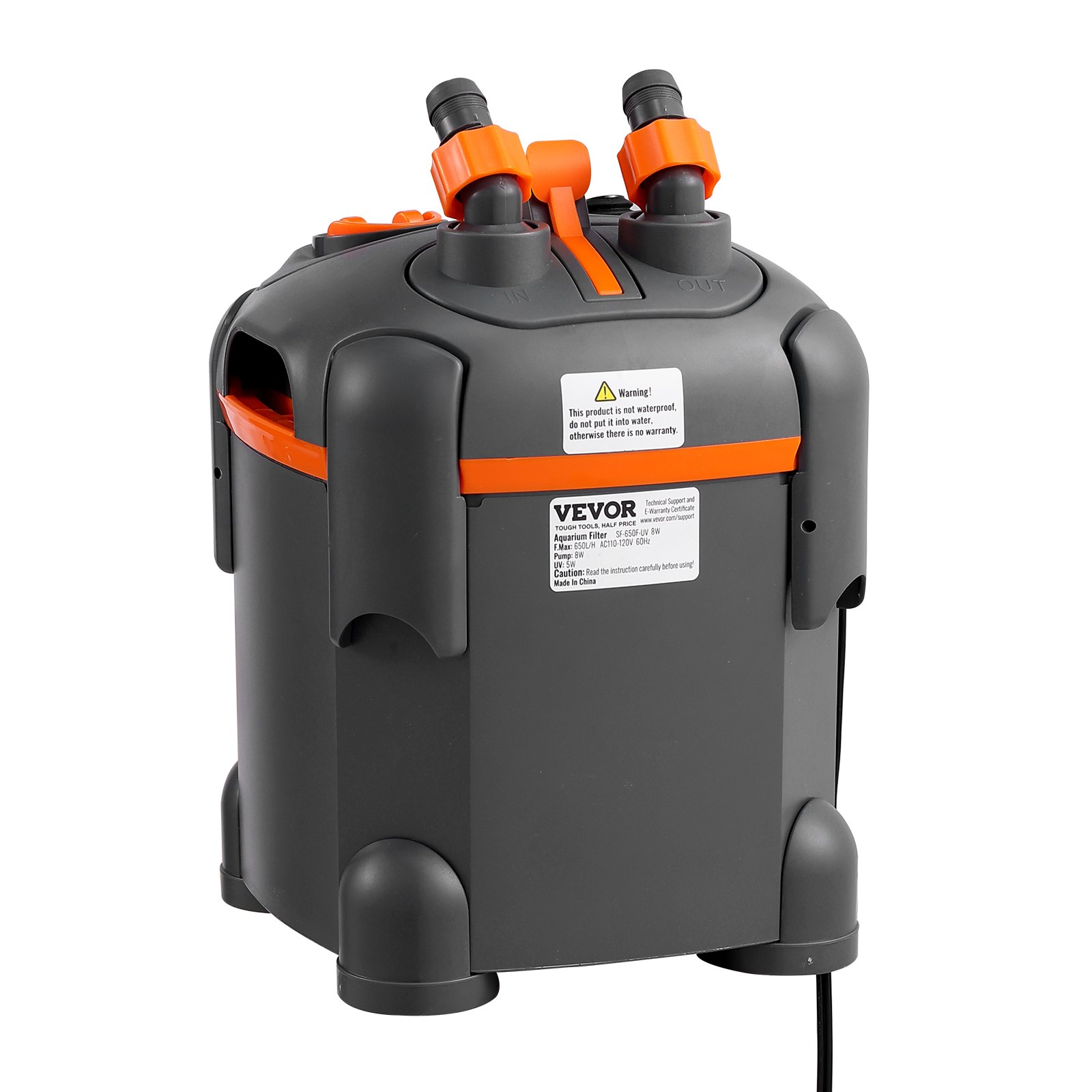 VEVOR Filtro per Acquario 172GPH, Filtro a Canister 30 Galloni, Filtro per Acquario Interno Ultra Silenzioso con Protezione UV, Filtro Sommergibile con Funzioni Multiple per Acquari, 8 W