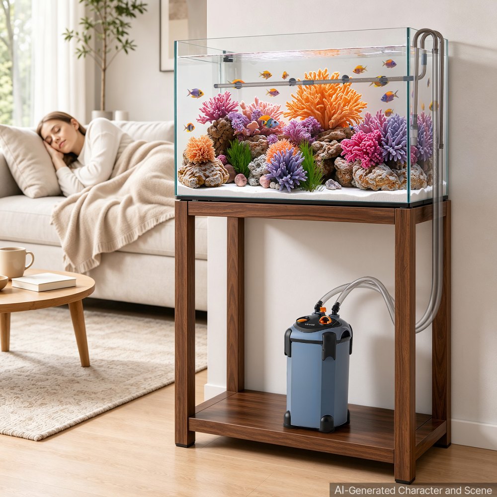 VEVOR Canister Filter, 3-Stage External Aquarium Filter Quite Copper Motor, for Fish Tanks, Aquariums, Adjustable Flow, Leak Protection, Powerful Water Circulation Cleaning Machine, Quite Operation