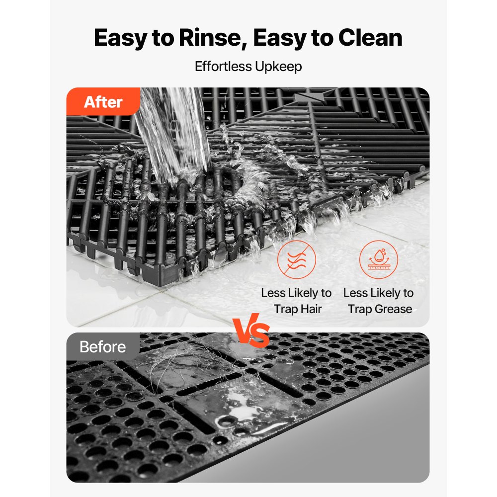 VEVOR Set di Tappetini di Drenaggio ad Incastro 50 pezzi da Garage, Set di Piastrelle 31 x 31 cm per Pavimenti da Garage Antiscivolo Materiale in PP Pavimentazione Modulare per Ambienti Umidi, Nero