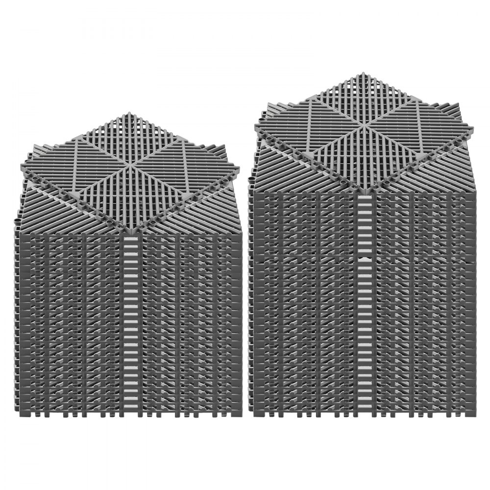 VEVOR Set di Tappetini di Drenaggio ad Incastro 55 pezzi, Set di Piastrelle 31 x 31 cm per Pavimenti da Garage Antiscivolo Drenante Materiale in PP Pavimentazione Modulare per Ambienti Umidi, Grigio