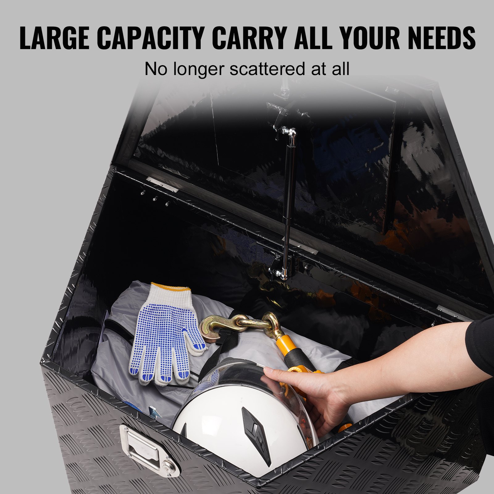 VEVOR Trailer Tongue Box, Trailer Box Tool Box, 838 x 483 x 457 mm, Aluminum Alloy Trailer Box Storage with Lock & Keys, Trailer Tongue Tool Box for Motorhome etc.