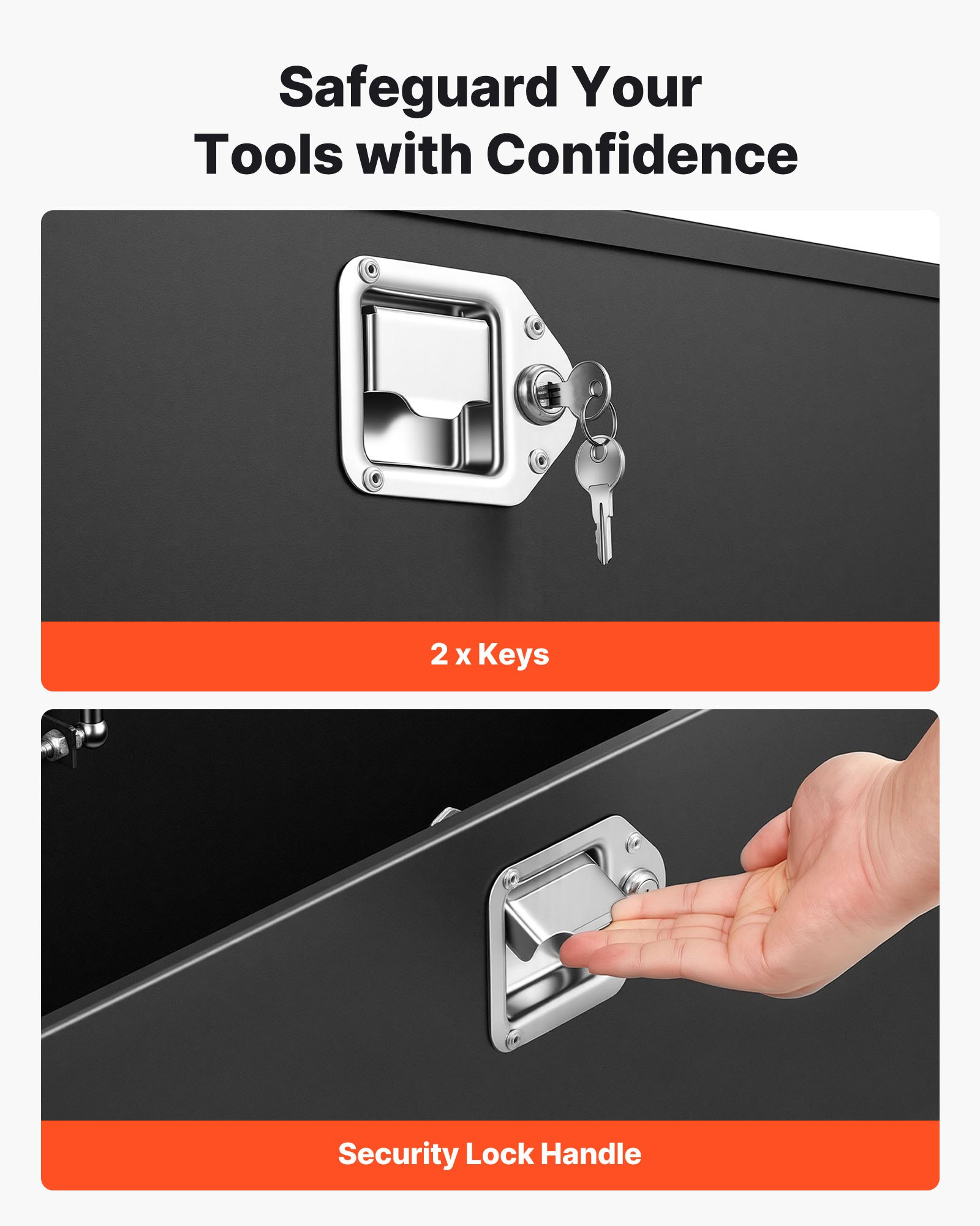 VEVOR Scatola Portaoggetti per Timone del Rimorchio 914x314x305 mm in Alluminio, Cassone Portautensili con Serratura per Rimorchio Carico max. 50 kg Scatola di Stoccaggio per Attrezzi, Nero