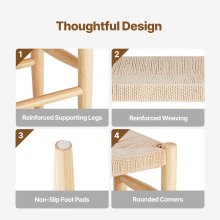 VEVOR Panca in Rattan, Panca in Rattan in Legno da 80 cm, Panca da Ingresso con Gambe in Quercia, Panca Boho per i Piedi della Camera da Letto con Rattan Intrecciato a Mano, per Soggiorno, Cucina