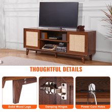 VEVOR Mobile TV in Rattan per TV 1905 mm Supporto TV Boho Presa Integrata Noce