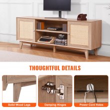 VEVOR Mobile TV in Rattan per TV 1905 mm Supporto TV Boho Presa Integrata Rovere