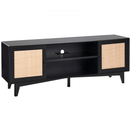 Supporto TV da Pavimento Porta TV da Terra 2 Ripiani in Legno per