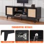 VEVOR Mobile TV in Rattan per TV 1905 mm Supporto TV Boho Presa Integrata Nero