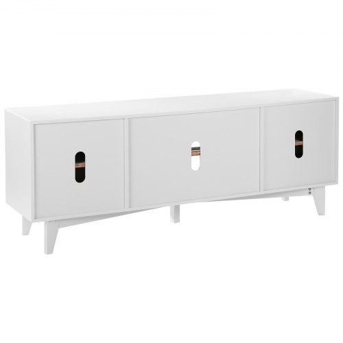 VEVOR Mobile TV in Rattan Moderno Mid Century per TV da 1651 mm, Boho con Presa Integrata e Porte USB, Ripiani Regolabili per Soggiorno, Sala Multimediale, Rovere