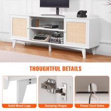 VEVOR Mobile TV in Rattan per TV 1905 mm Supporto TV Boho Presa Integrata Bianco