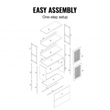 VEVOR Scaffale per Libreria in Rattan con Ripiano Rettangolare a 2 Ante Naturale