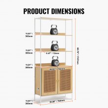 VEVOR Scaffale per Libreria in Rattan con Ripiano Rettangolare a 2 Ante Naturale