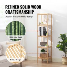 VEVOR Scaffale Angolare in Bambù Scaffale Portaoggetti Multifunzionale per Libri Piante, Scaffale Indipendente, Supporto per Piante Capacità 10 kg 5 Ripiani, per Strato Bagno Camera da Letto Ufficio