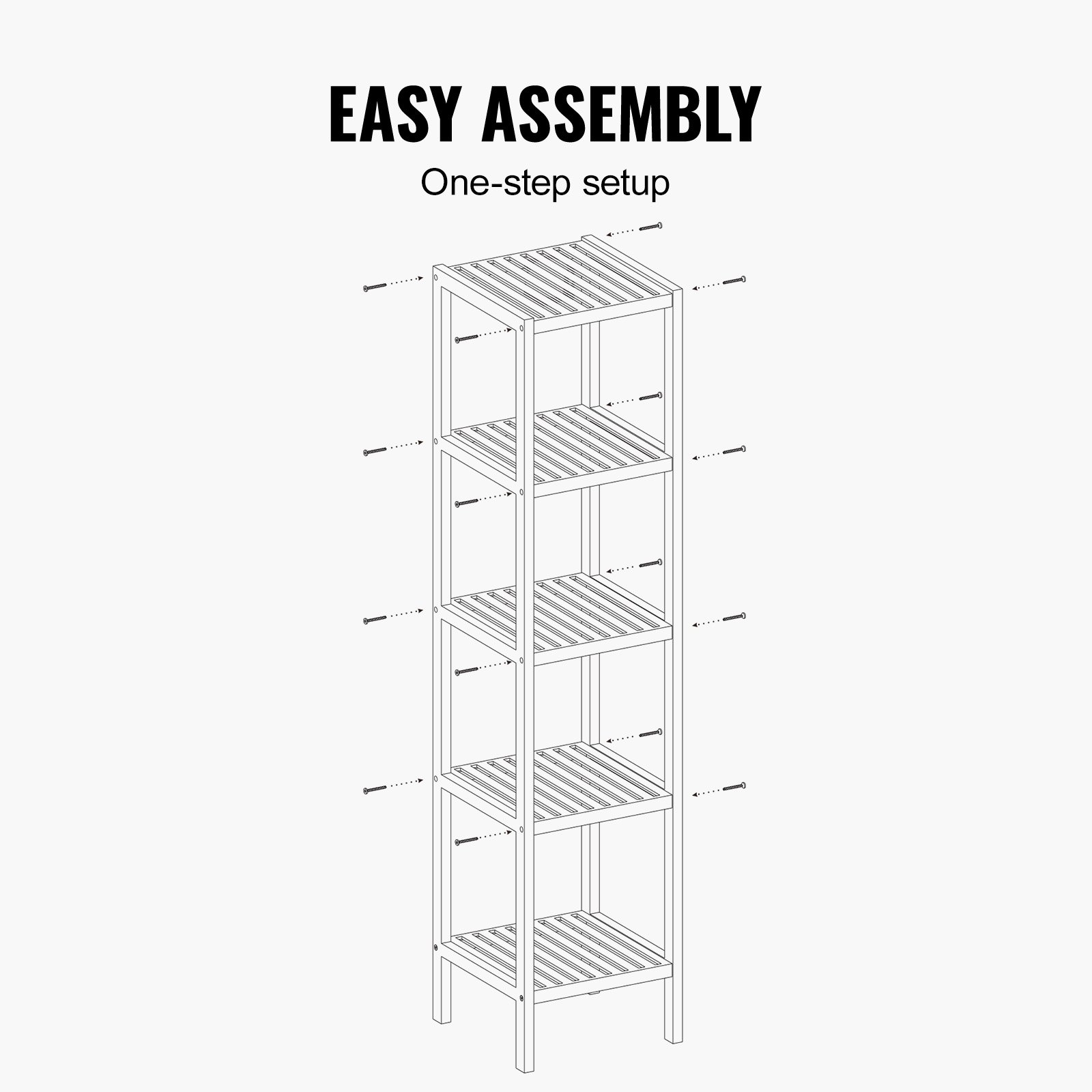 VEVOR Corner Shelf with 5 Shelves, Bamboo Storage Shelf, Bookshelf, Freestanding Multifunctional Flower and Plant Stand, Ideal for Bathroom, Bedroom, Office