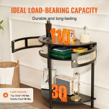 VEVOR Tavolo Consolle in Rattan a Mezzaluna con 2 Cassetti, Tavolo d'Ingresso in Rattan con Porta Scorrevole Naturale, Tavolo Consolle con Spazio Archiviazione per Soggiorno, Studio, Ingresso, Nero