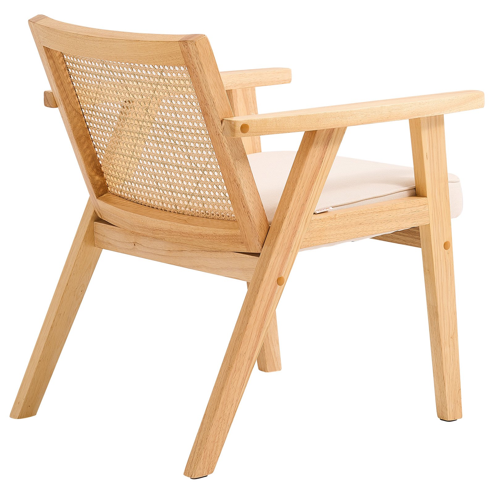 VEVOR Sedia in Rattan 1 Pezzo Sedia da Pranzo Moderna della metà Secolo con Braccioli, Sedia Imbottita con Schienale in Rattan, Sedia per Sala da Pranzo in Rattan per Soggiorno, Camera da Letto, Beige