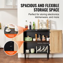 VEVOR Mobile in Rattan, Cassettiera in Rattan, Mobile Portaoggetti con 2 Ante Magnetiche e Ripiani e Maniglie Regolabili, Mobile Buffet Credenza per Corridoio, Ingresso, Nero 800 x 375 x 880 mm