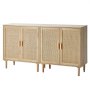 VEVOR Set di 2 Armadietti in Rattan, Armadio Portaoggetti in Rattan con 4 Ante Magnetiche e Ripiani Regolabili, Credenza Portaoggetti per Corridoio, Ingresso, Soggiorno o Cucina, Mobiletto da Casa