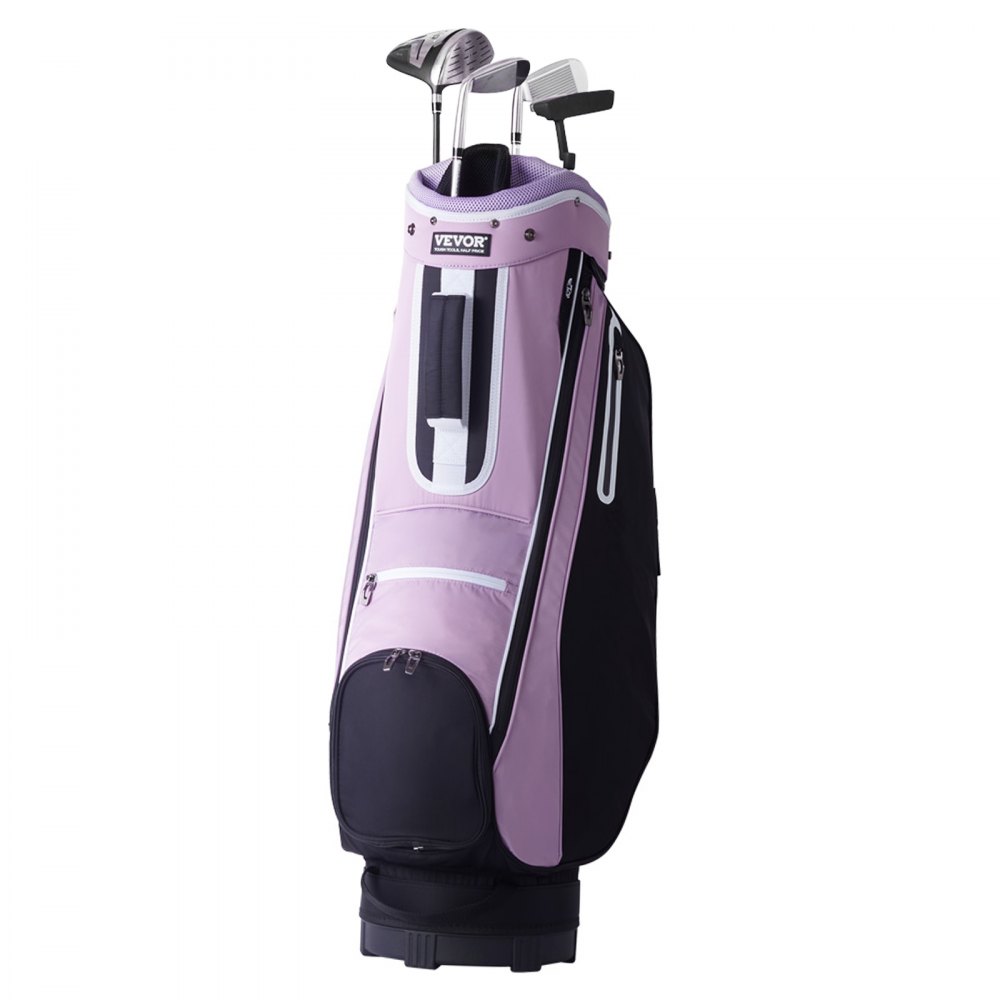 VEVOR Sacca da Golf con Divisori Organizzatori a 14 Vie, Sacca da Golf Premium 915 mm 13 Tasche, Sacca da Golf Resistente con Manici, Copertura Antipolvere e Cinghie Staccabili Sacca Nero Viola