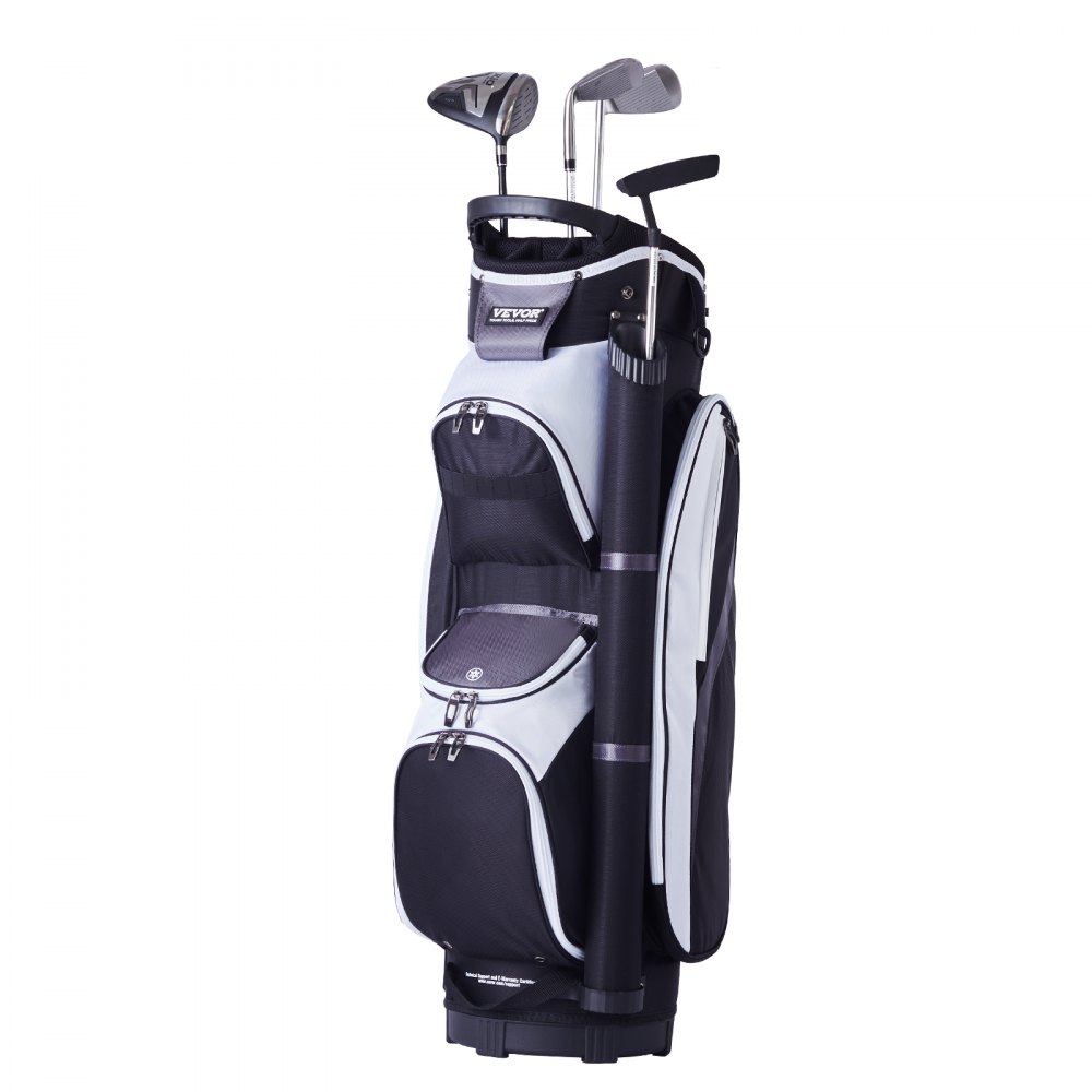 Borsa da golf VEVOR con numerose tasche, cerniere e mazze da golf.