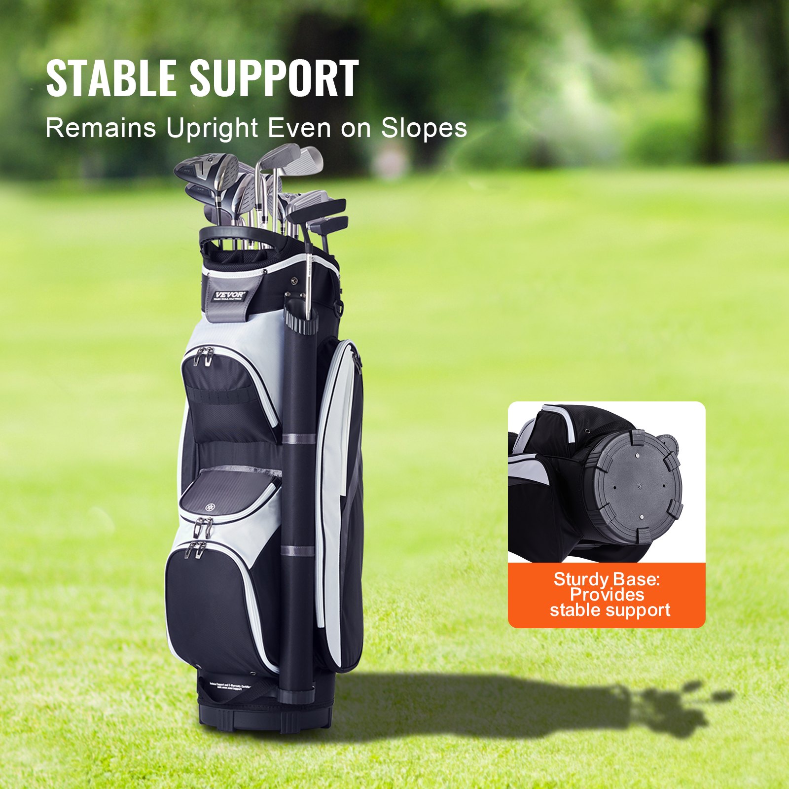 VEVOR Sacca da Golf con Divisori Organizzatori a 14 Vie, Sacca da Golf in Nylon Premium con Tasche Multiple 910 mm, Sacca da Golf Resistente con Manici, Copertura Antipolvere Cinghie Staccabili Nero
