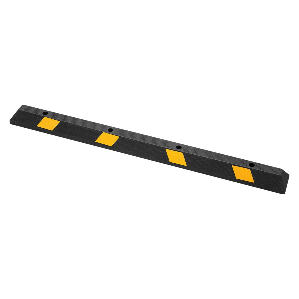 VEVOR Fermaruote in Gomma per Parcheggi da Garage, 184 x 16 x 11 cm, Limitatore di Parcheggio con Strisce Riflettenti, Blocchi Fermi Ruota in Gomma per Auto, Furgoni, Camion, Blocco Guida Ruota