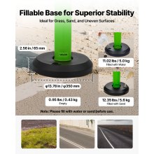 VEVOR Set di Paletto Delimitatore del Traffico φ375 x 1140 mm con Base Riempibile Strisce Riflettenti, Paletti Stradali di Segnalazione per Controllo della Folla, 3 pezzi, Verde