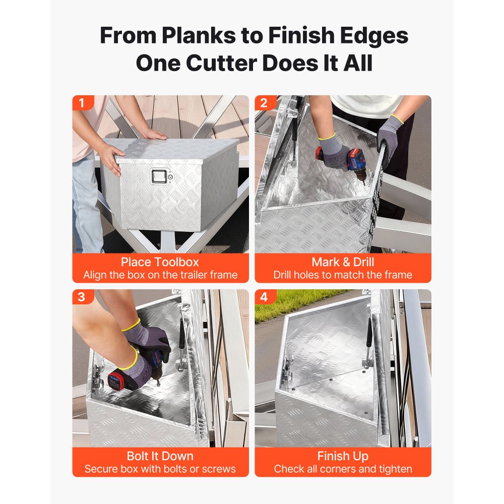 VEVOR Trailer Tongue Box, 660 x 330 x 305 mm Aluminum Trailer Tongue Tool Box, Heavy Duty Storage Organizer with Lock & Keys, Utility Tool Chest for Pickup Truck Bed, RV, SUV, Off-Road Vehicle, Silver