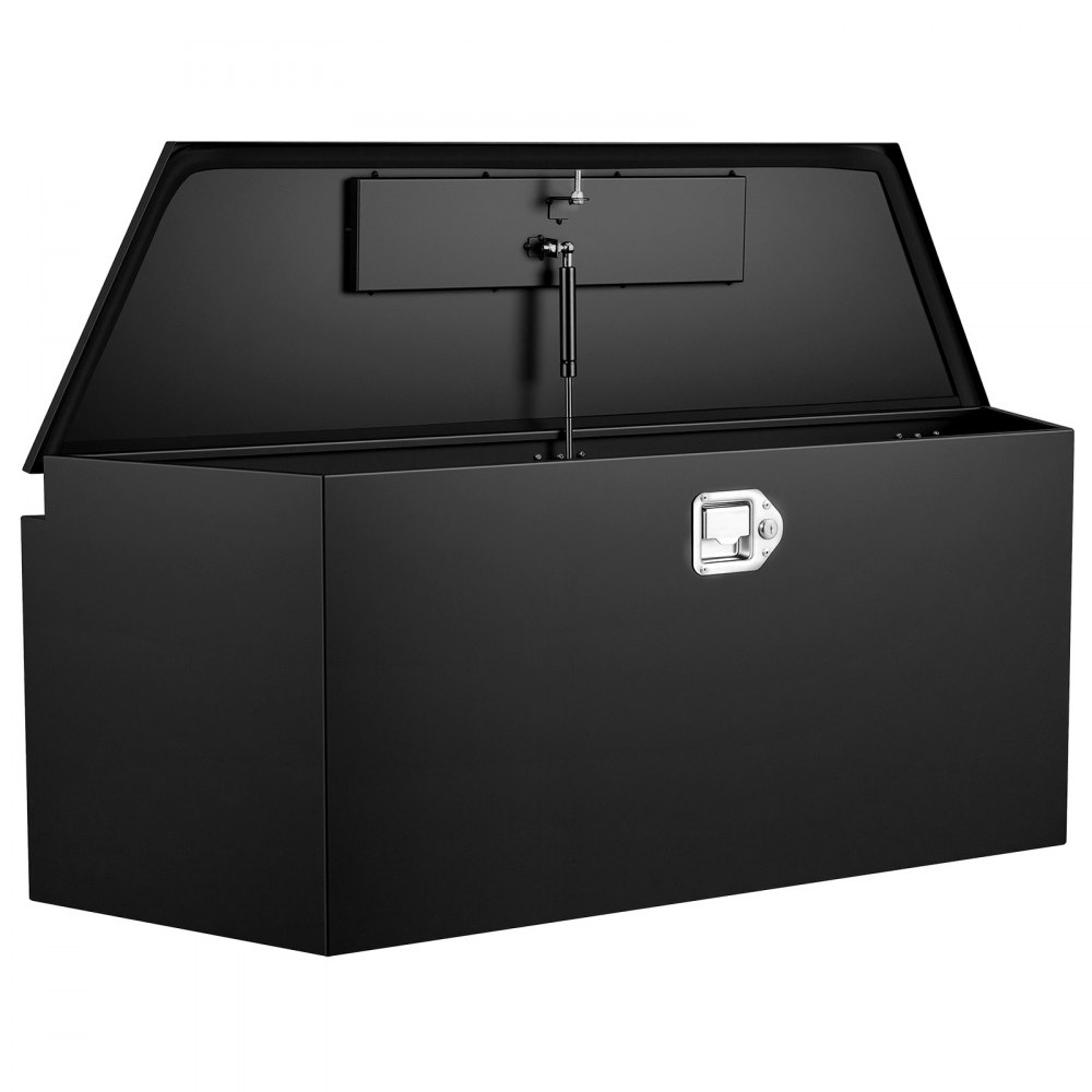 VEVOR Scatola Portaoggetti per Timone Rimorchio 1245x353x470 mm in Acciaio, Cassone Porta Attrezzi per Rimorchio Portautensili Carico max. 50 kg con Serratura, Cassa Portaoggetti per Camper SUV, Nero
