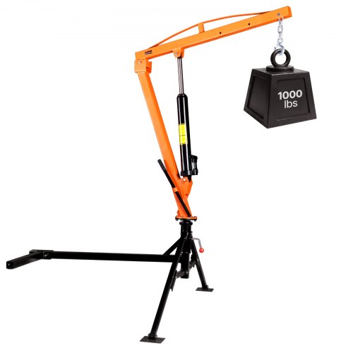 VEVOR Gru per Pickup, Capacità 453,6 kg, Gru Pieghevole su Gancio Traino, Idraulica Manuale con Cric da 8T, Braccio Telescopico Girevole a 360°, Sollevamento Facile per Cassone, Macchinari e Legname